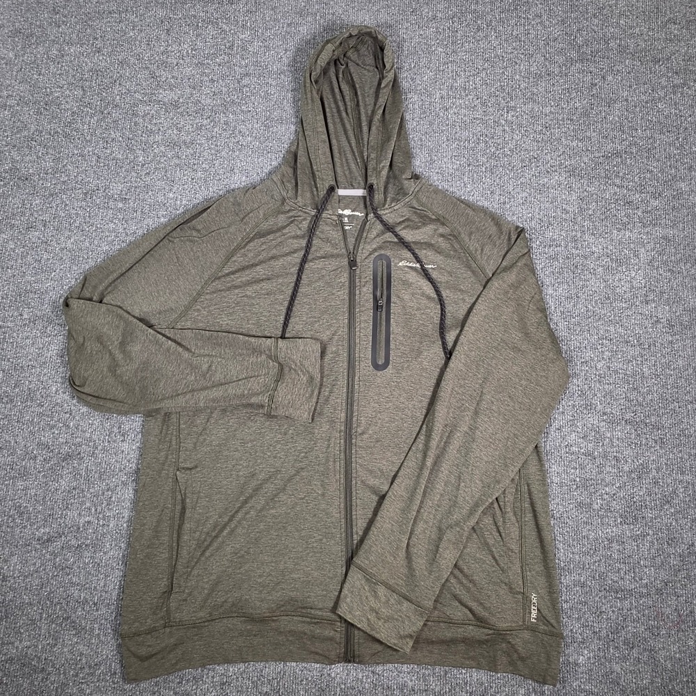 Eddie Bauer Men XL FreeDry Full Zip Hoodie Olive Green Heather EM41HD146